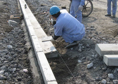 路沿石安裝流程現場